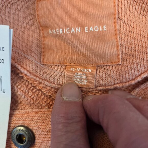 American Eagle Women's Cropped Sweatshirt‎ Long Sleeves Oversized Orange XS - Picture 11 of 17